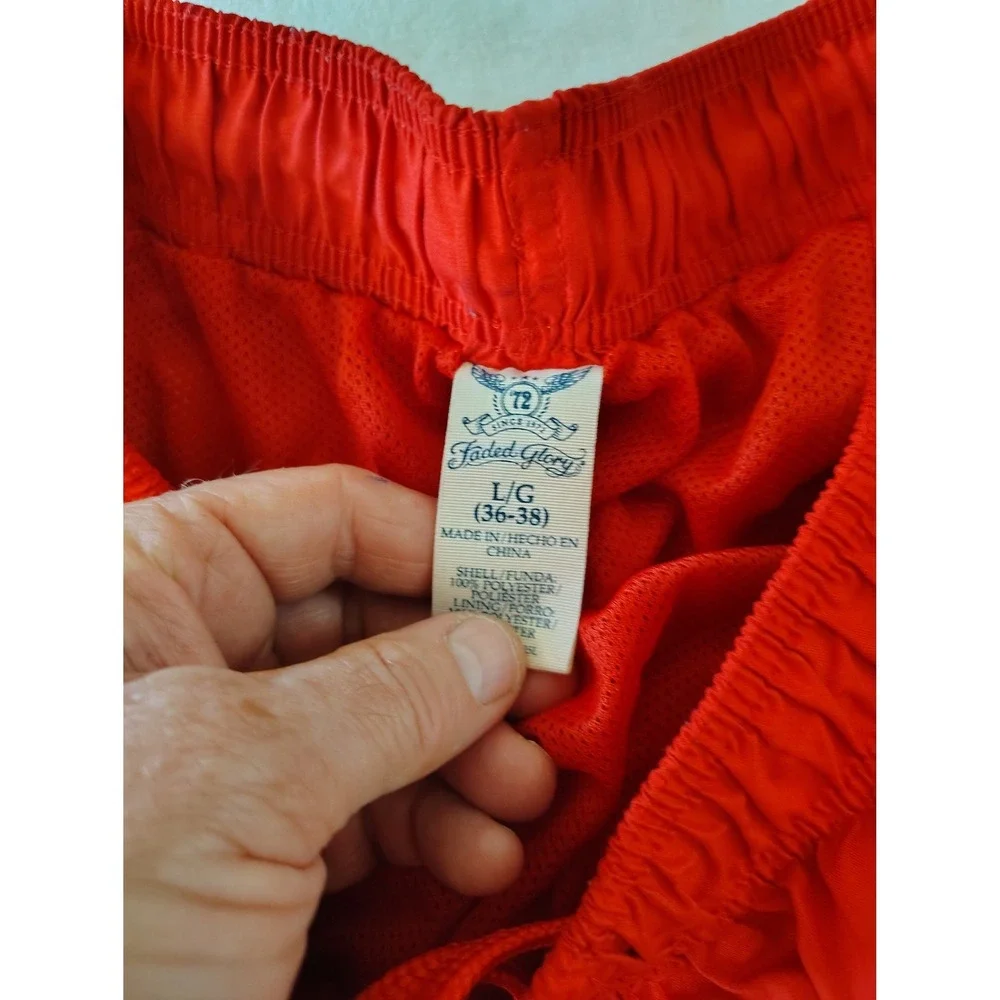 Faded‎ Glory Mens Red Swim Trunks Board Shorts Mesh Lined Size Large 36-38 Solid